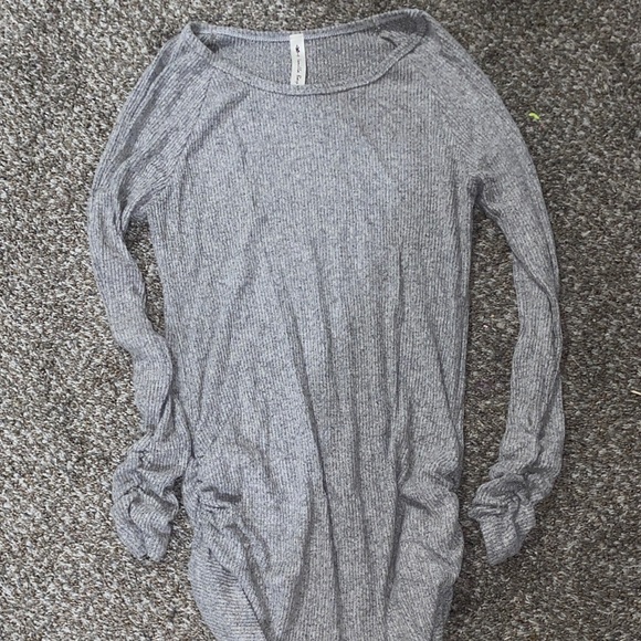 Vanilla Bay Tops - Taupe Long Sleeve Ribbed maternity Top
